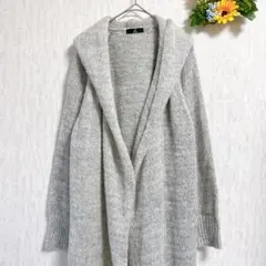 INED イネド｜ロングニット カーディガン モヘヤ混 グレー サイズ11