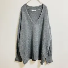 【美品】ap retro ゆるだぼ グレー Vネック ニット セーター Fサイズ