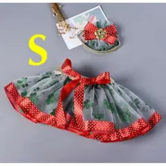 ベビー服 S クリスマスカラースカート ミニスカ 赤 緑 キラキラ 女の子