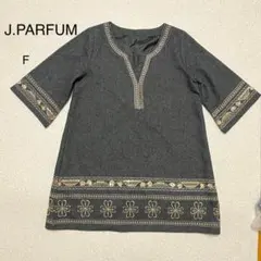 【J.PARFUM 】ボヘミア調　ゴールド刺繍　Vネック　風　チュニック F秋冬