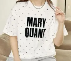 美品☆MARY QUANT マリークワント 総柄ロゴ Tシャツ 白のサムネイル