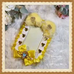 Ａ16  硬質カードケースデコ　トレカケースデコ　レースデコ　黄色　推し活