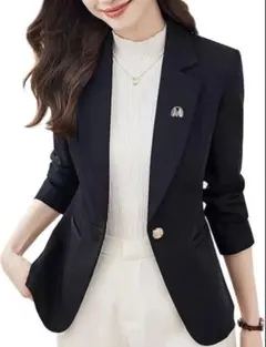 レディース ジャケット 秋 長袖 カジュアル オフィス テーラードジャケット M