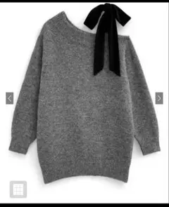 ワンショルダーベロアリボンニットミニワンピース ［dr796］