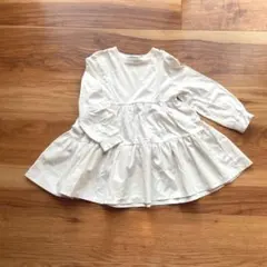 ペプラム　ワンピース　長袖　春服　ホワイト　チュニック