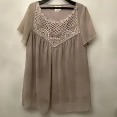 Bou Jeloud レース切替 半袖チュニック くすみピンクのサムネイル