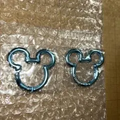 ミッキーマウス カラビナ　２個　正規品　アルミ　ブルー　シルバー