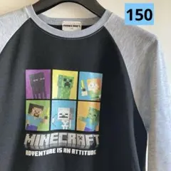 【マイクラ】Minecraftプリント長袖カットソー パジャマ 黒/グレー150