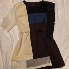 多色異素材フリンジ半袖Tシャツのサムネイル