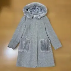 Feroux ロングコート　グレー　ファー　S