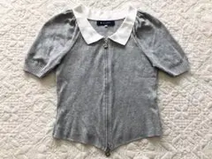 ★美品★ M'S GRACY ★襟付き ダブルジップ ジャケット★38★グレー★