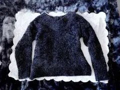 SA VIE ファンシーヤーン Vネック長袖ショート丈ニット スリット入り S