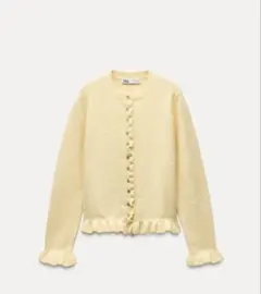 Zara フリルニット　セーターL イエローバター