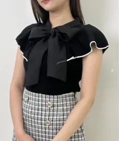 異素材ボウタイフリルニット　INGNI