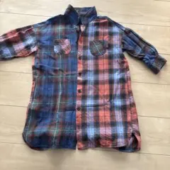 チェック柄 長袖シャツワンピース