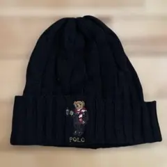 ラルフローレン ポロベア刺繍 ブラックニット帽
