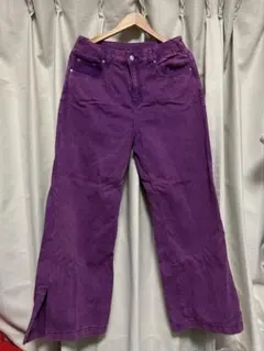 パープル コットンデニム スリット入りLサイズ