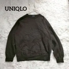 オールドユニクロ 長袖ニット セーター ウール100% 茶 無地 冬 L