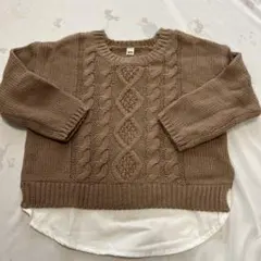 新品未使用　ブラウン ケーブル編み ニット 95cm