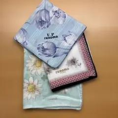 【最安値！】renoma 花柄ハンカチ3枚セット