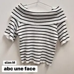 【abc une face】ボーダー/トップス/サマーニット/オフショルダー/Mのサムネイル