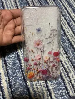 iPhone 11用 花柄透明ケース