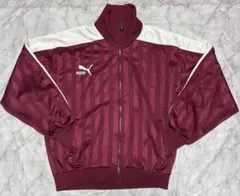 90s PUMA ワインレッド ストライプジャージ 人気 古着
