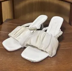 INGHI パール×シフォンキトゥンヒールサンダルのサムネイル