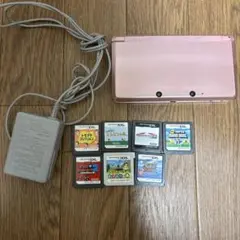 ニンテンドー3DS ミスティピンク 充電器付き　ソフト7点付き