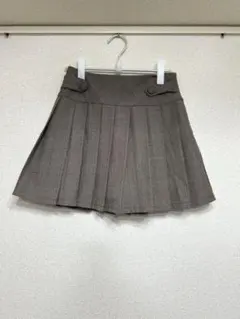 チェック プリーツ ミニスカート ブラウン インナーパンツ付き S〜M