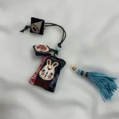和柄チャーム 兎 うさぎ 猿 昔玩具コマバッジ 手づくり ハンドメイド