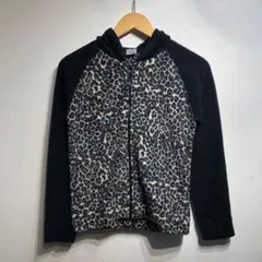CSL レトロ レオパード柄 フリース パーカー ジップアップ Y2K M
