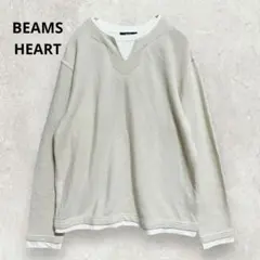 BEAMS HEART レイヤード風プルオーバー M ベージュ リラクシーのサムネイル