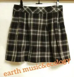 earth music&ecology チェック柄 茶系 ミニスカート M