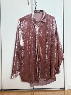 ベルシュカ Bershka ベロアシャツ スモークピンクのサムネイル
