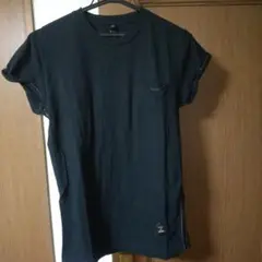 黒 半袖Tシャツ 胸ポケット付き バックプリント