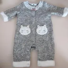 e-baby 猫顔刺繍付きロンパース 60