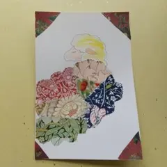 ちぎり絵コラージュアート ～優雅なひつじ ～ハンドメイド 一点物