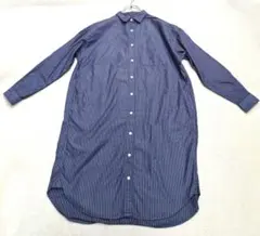 美品　無印良品　綿100%長袖ロングシャツ　チュニック　ストライプ柄 　M程度