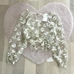 ♡ナイスクラップ♡シアーバタフライブラウス♡大人フェミニン♡春服♡華やか♡上品♡