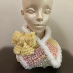 【ハンドメイド】カラフル 大きなリボンのスヌード キッズにも♪