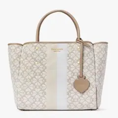 kate spade フラワージャカードストライプエブリシングミディアムトート