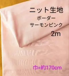 ニット生地◆2m◆ボーダー柄サーモンピンク