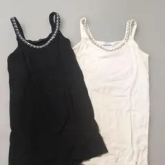 JEANASIS タンクトップ ビーズ 白黒 2点セット