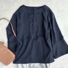 アーバンリサーチ　とろみブラウス　ネイビー　M ベルスリーブ　プルオーバー