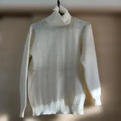 アイボリー タートルネックニット 長袖