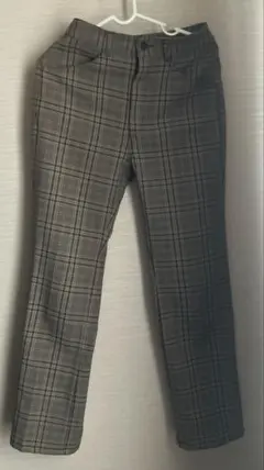 GU グレー×ブラウン　チェックパンツ　Sサイズ