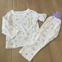 ハート柄長袖ロールアップパジャマ 100cm