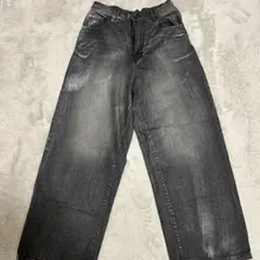 sedacleウォッシュ加工 ワイドデニムパンツ ブラックのサムネイル