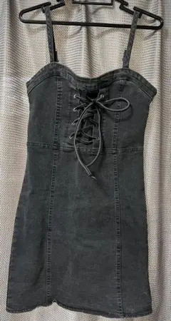 SPRAY PREMIUM デニムレースアップキャミミニワンピース